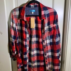 Francesca's Collections Tops - red, black, white flannel Francesca's Collections Tops - red, black, white flannel